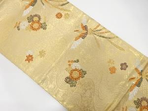 流水に花・鳳凰模様織り出し袋帯